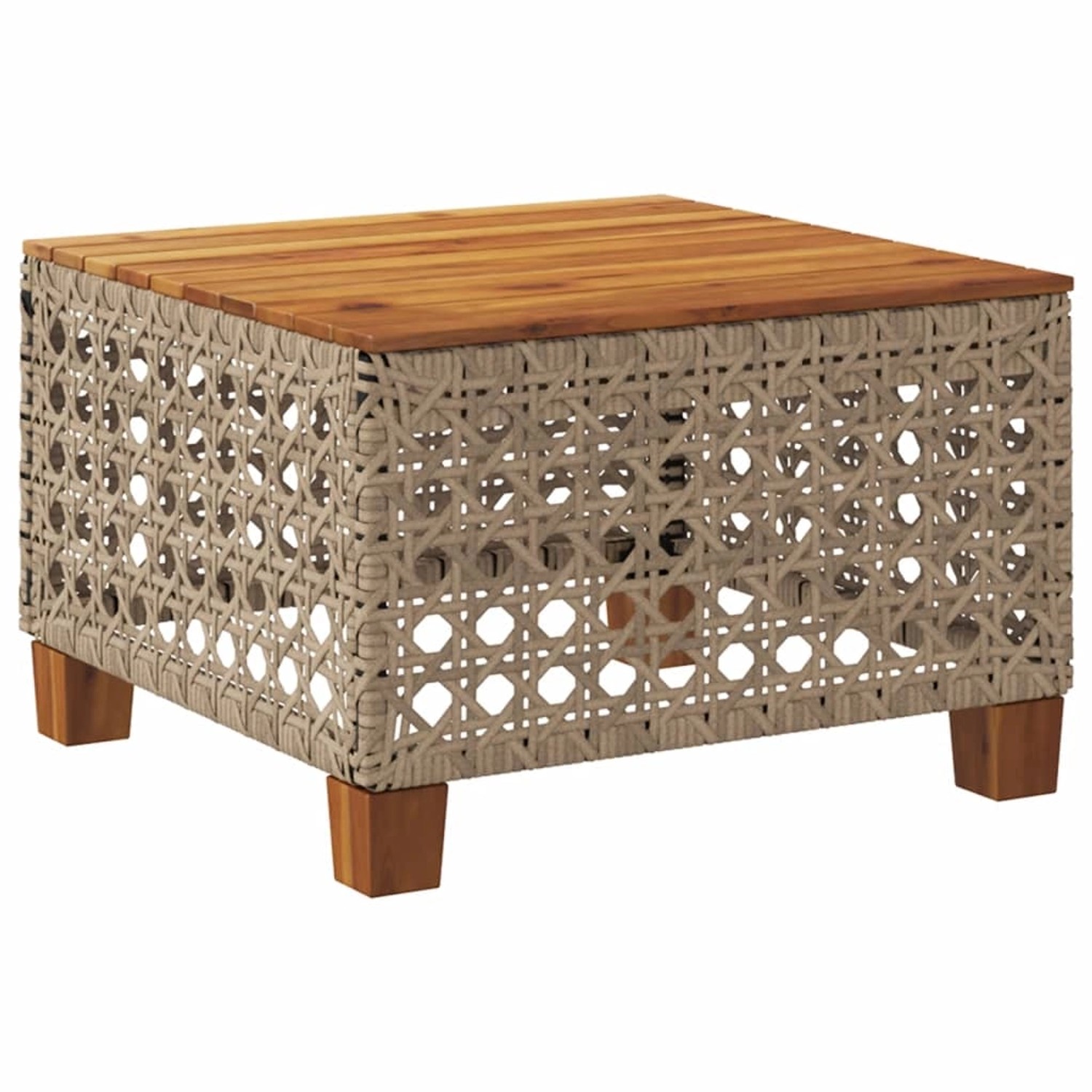 vidaXL Gartentisch Beige 55x55x36 cm Poly Rattan Akazienholz 365931 vidaXL Gartentisch Beige 55x55x36 cm Poly Rattan Akazienholz 365931 von VIDAXL