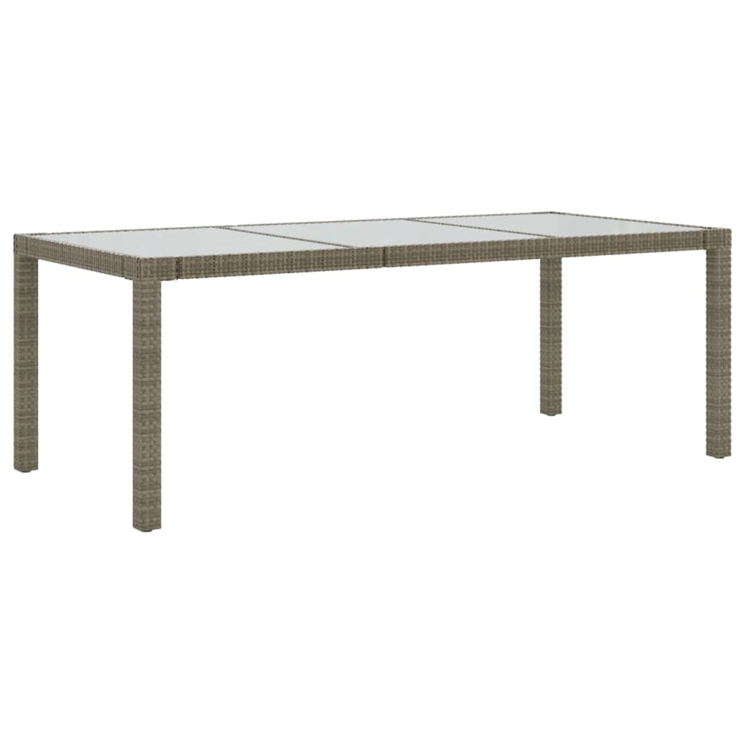 vidaXL Gartentisch Grau 190x90x75 cm Hartglas und Poly Rattan 316714 von VIDAXL