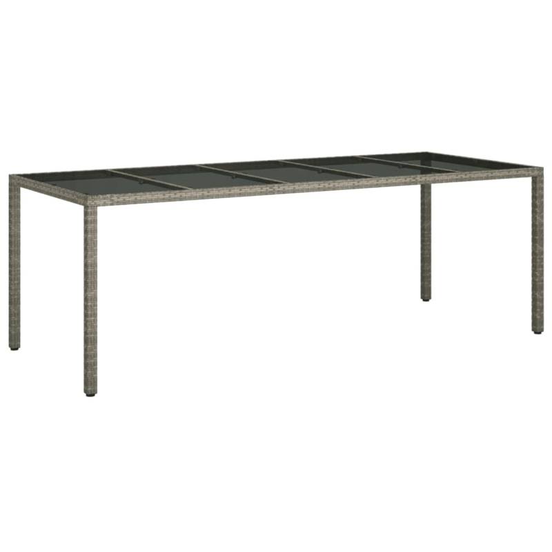 vidaXL Gartentisch Grau 250x100x75 cm Hartglas und Poly Rattan 316727 von VIDAXL