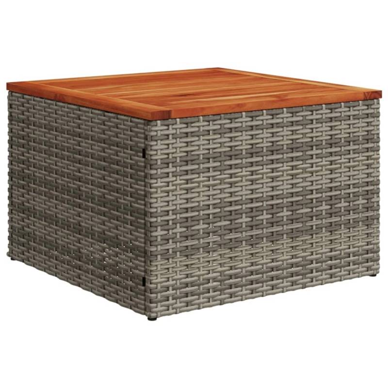 vidaXL Gartentisch Grau 55x55x37 cm Poly Rattan und Akazienholz 366126 von VIDAXL