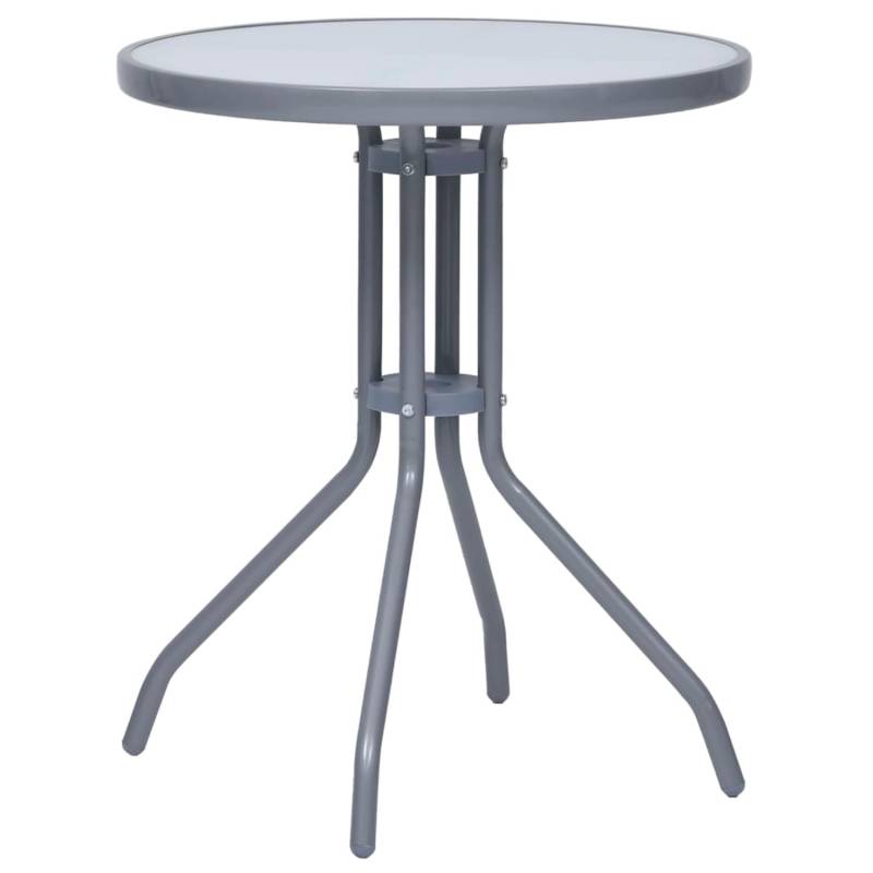 vidaXL Gartentisch Hellgrau 60 cm Stahl und Glas 312213 von VIDAXL