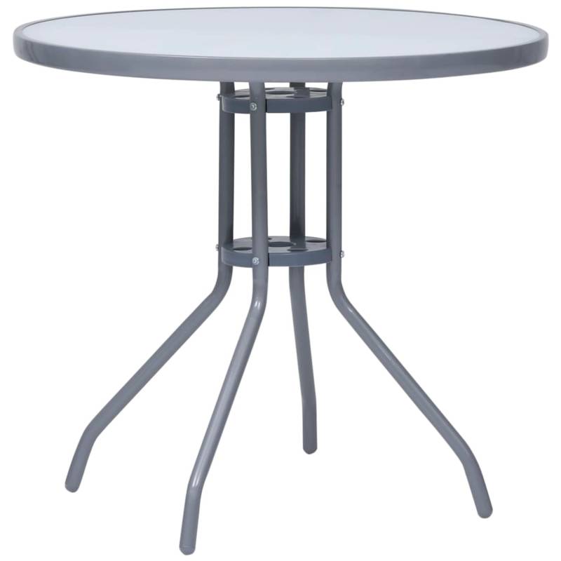 vidaXL Gartentisch Hellgrau 80 cm Stahl und Glas 312215 von VIDAXL