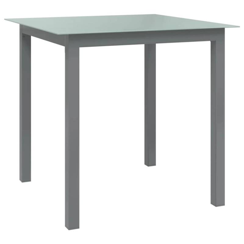 vidaXL Gartentisch Hellgrau 80x80x74 cm Aluminium und Glas 312203 von VIDAXL