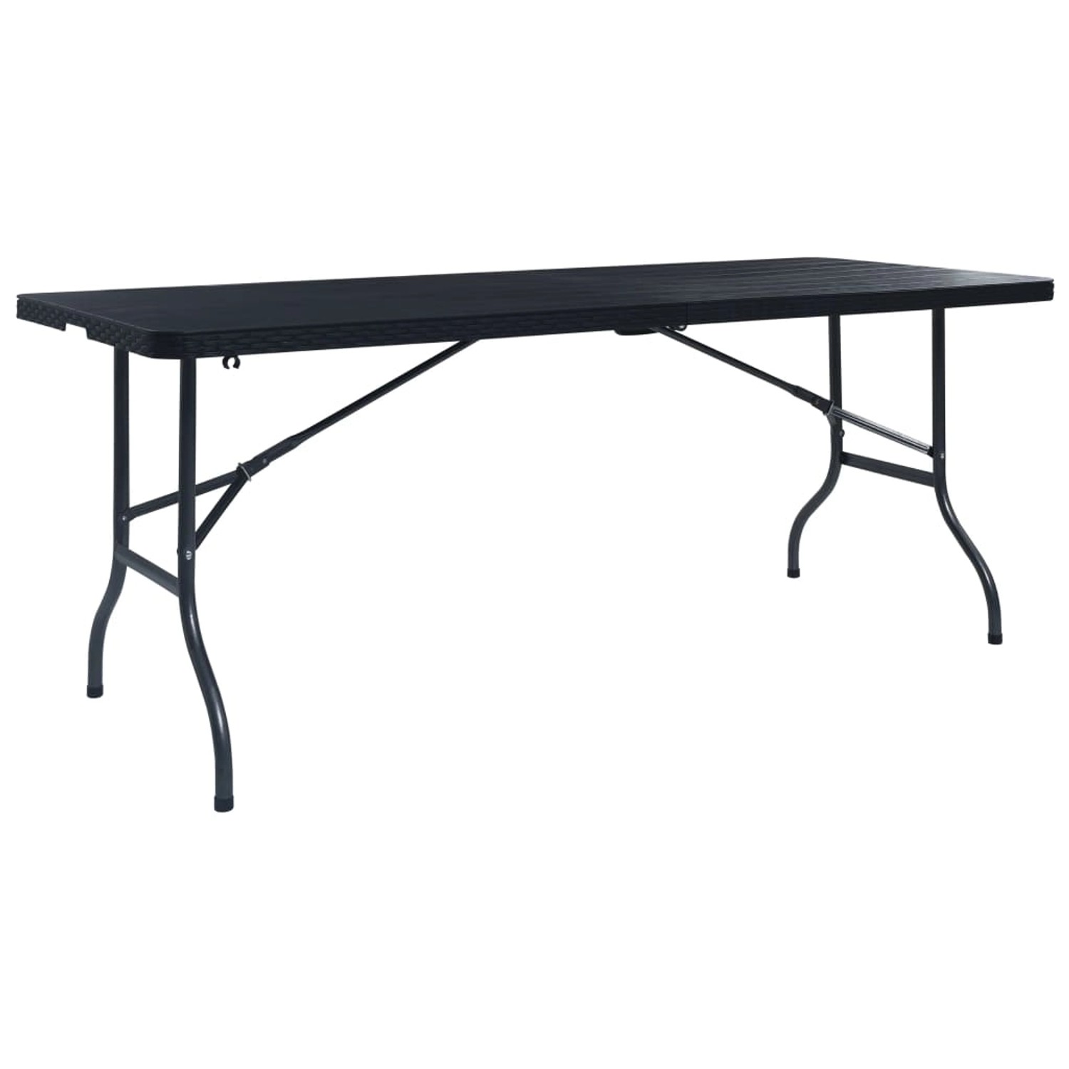 vidaXL Gartentisch Klappbar Schwarz 180x75x72 cm HDPE Rattan-Optik 48831 von VIDAXL