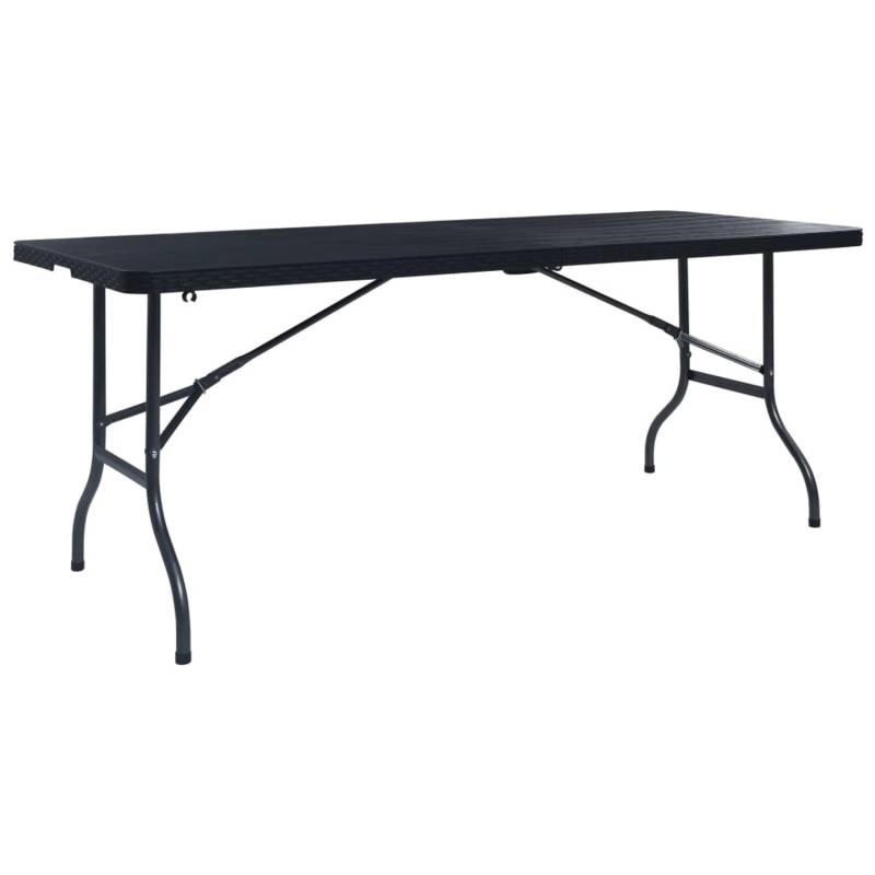 vidaXL Gartentisch Klappbar Schwarz 180x75x72 cm HDPE Rattan-Optik 48831 von VIDAXL