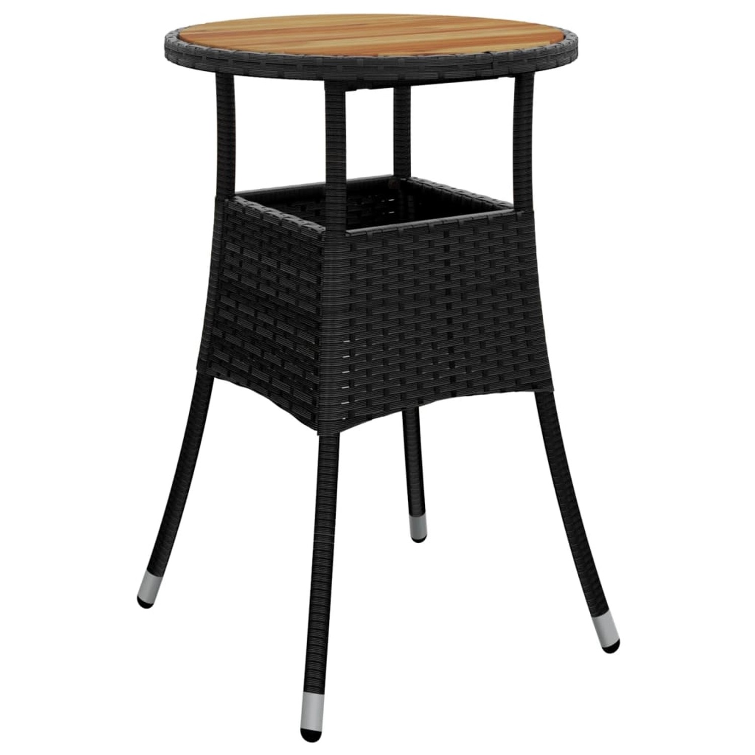 vidaXL Gartentisch Ø60x75 cm Akazienholz und Poly Rattan Schwarz 310602 von VIDAXL