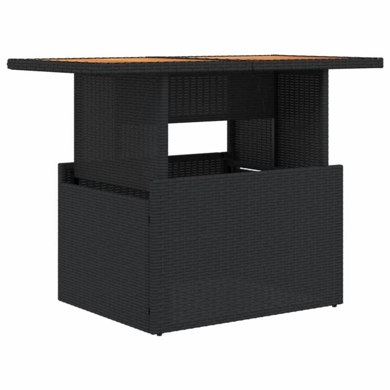 vidaXL Gartentisch Schwarz 100x55x73 cm Poly Rattan und Akazienholz 365976 von VIDAXL