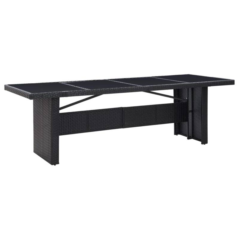 vidaXL Gartentisch Schwarz 240x90x74 cm Poly-Rattan und Glas 310071 von VIDAXL