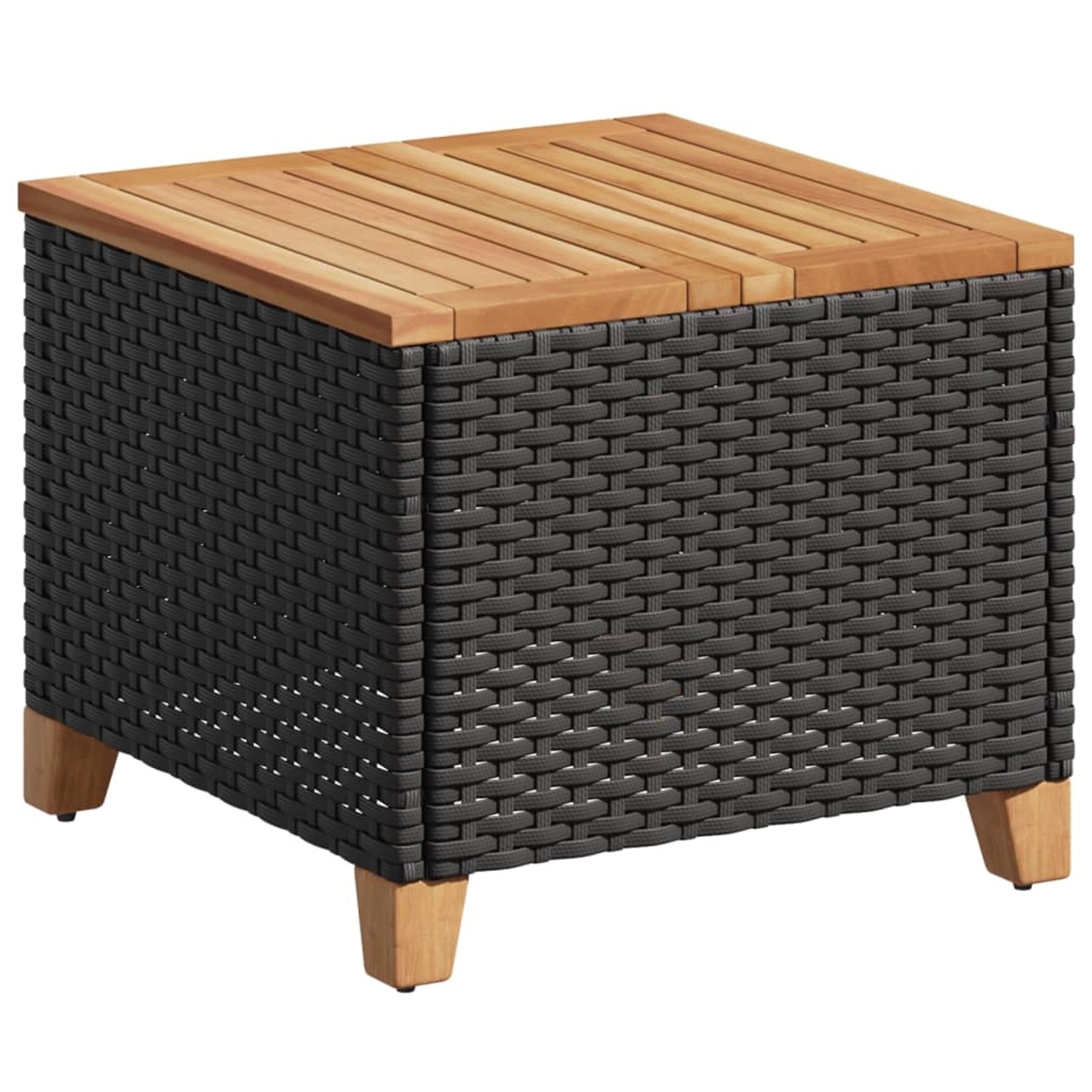 vidaXL Gartentisch Schwarz 45x45x37 cm Poly Rattan Akazienholz 366325 von VIDAXL
