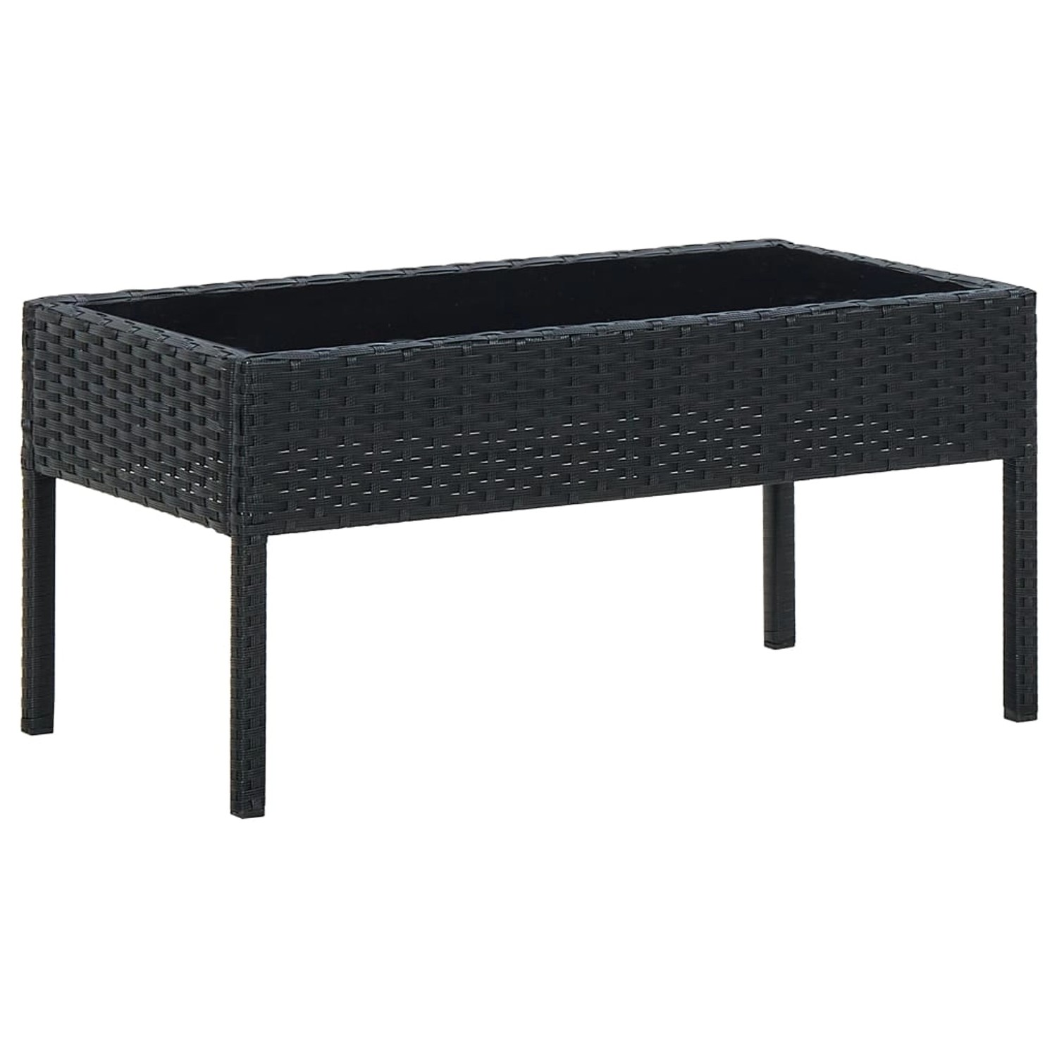 vidaXL Gartentisch Schwarz 75x40x37 cm Poly Rattan 45904 von VIDAXL