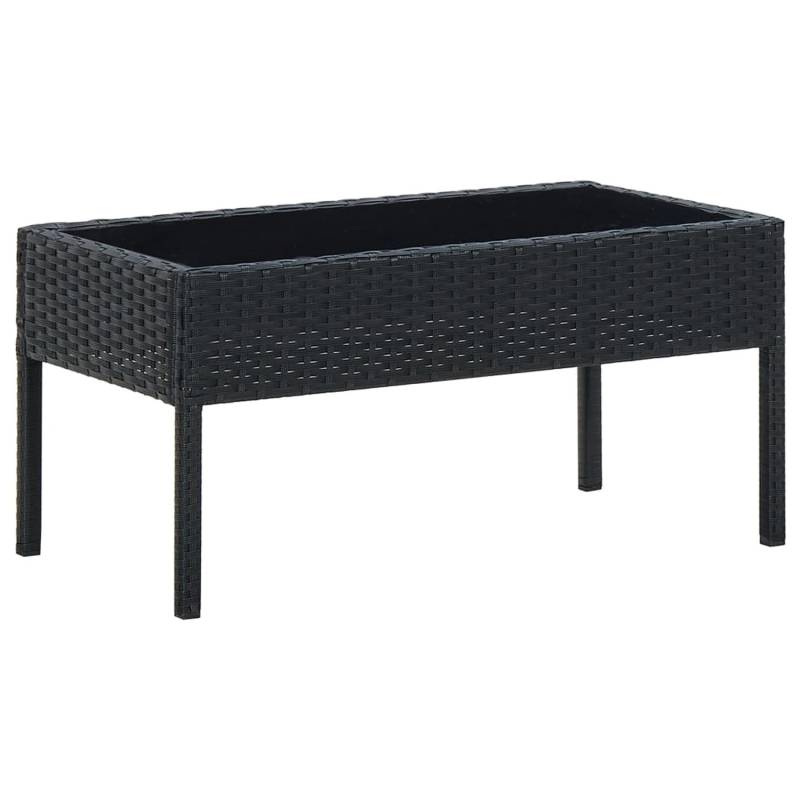 vidaXL Gartentisch Schwarz 75x40x37 cm Poly Rattan 45904 von VIDAXL