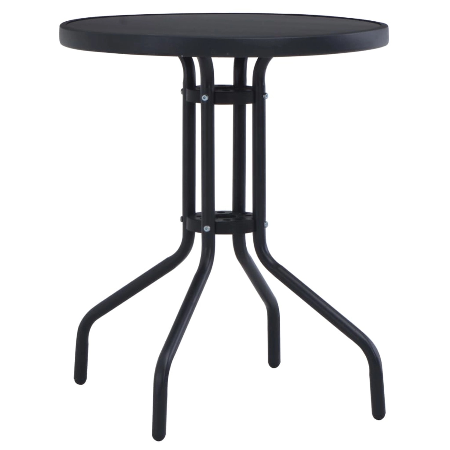 vidaXL Gartentisch Schwarz 80 cm Stahl und Glas 47253 von VIDAXL