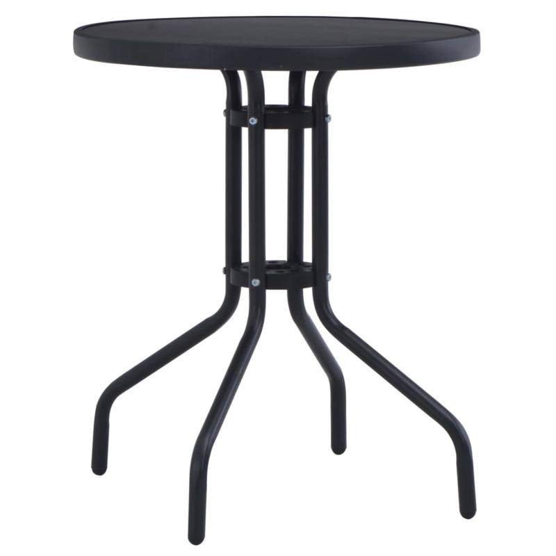 vidaXL Gartentisch Schwarz 80 cm Stahl und Glas 47253 von VIDAXL
