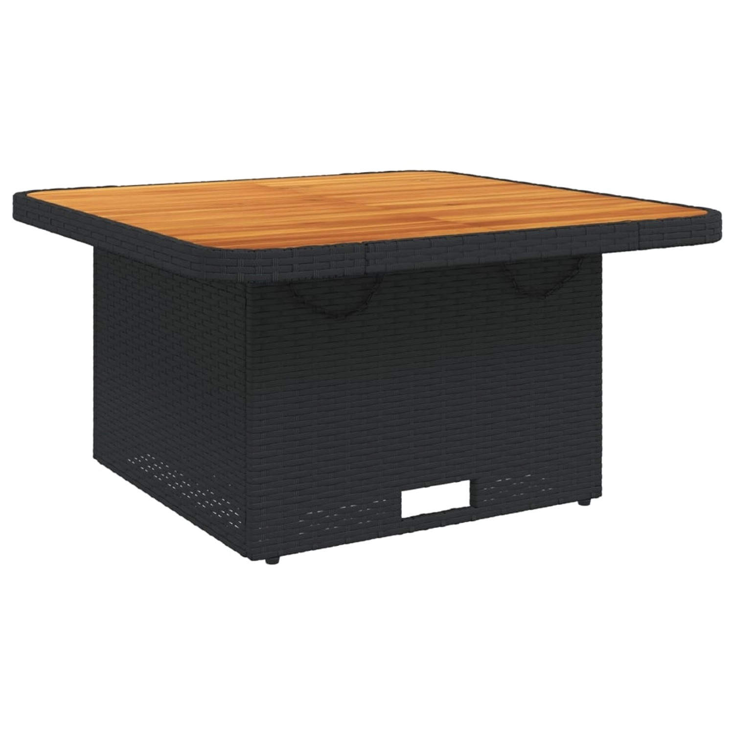 vidaXL Gartentisch Schwarz 80x80x71 cm Poly Rattan und Akazienholz 368269 von VIDAXL