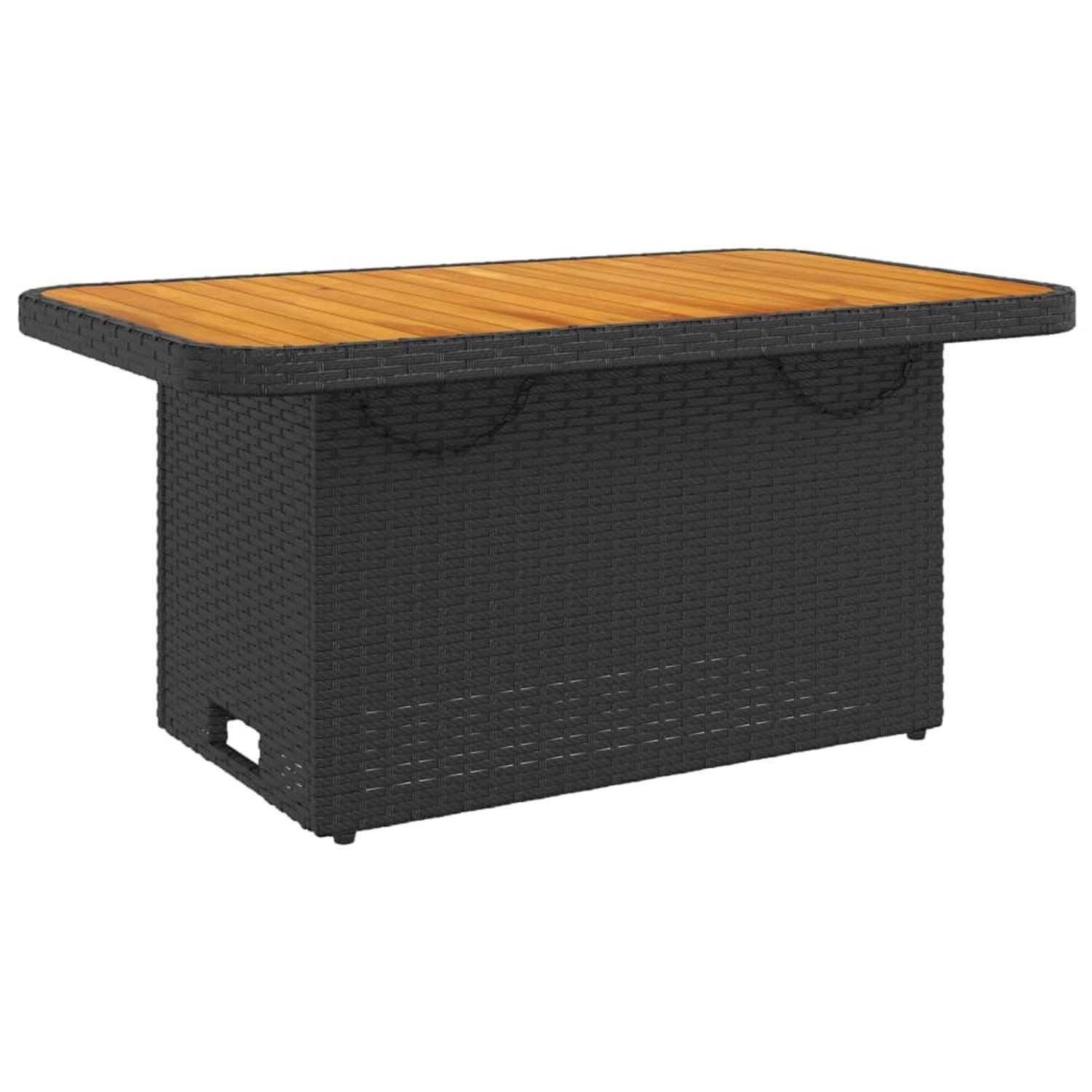 vidaXL Gartentisch Schwarz 90x55x71 cm Poly Rattan und Akazienholz 368275 von VIDAXL