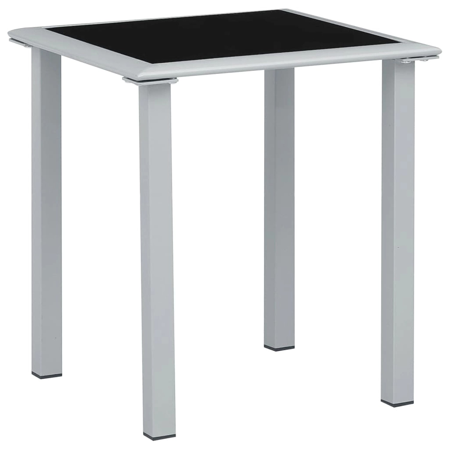 vidaXL Gartentisch Schwarz und Silbern 41x41x45 cm Stahl und Glas 310541 von VIDAXL