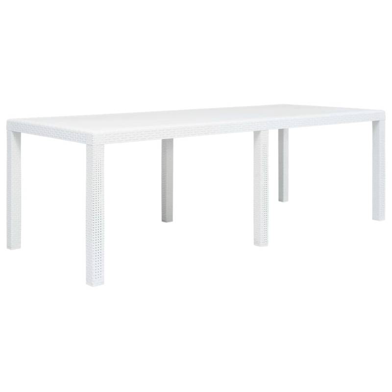 vidaXL Gartentisch Weiß 220x90x72 cm Kunststoff Rattan-Optik 45607 von VIDAXL