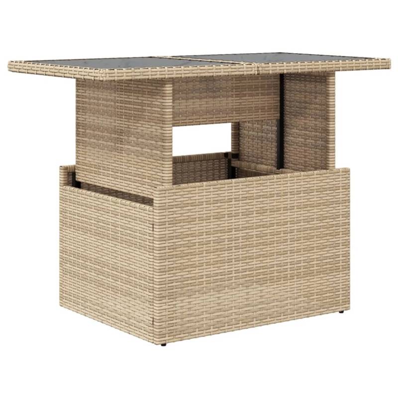 vidaXL Gartentisch mit Glasplatte Beige 100x55x73 cm Poly Rattan 366059 von VIDAXL