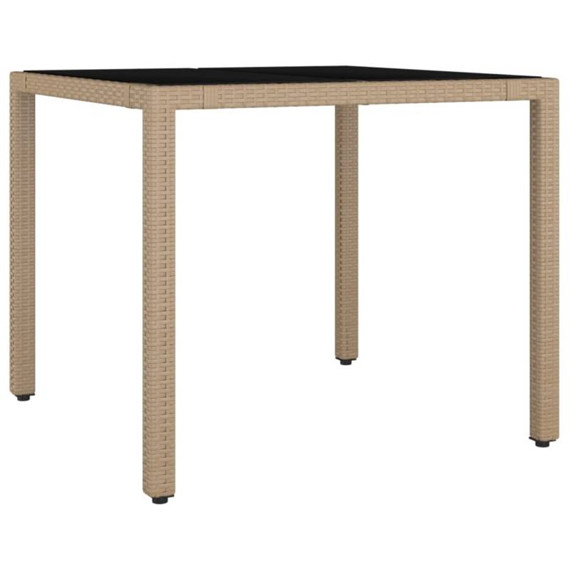 vidaXL Gartentisch mit Glasplatte Beige Poly Rattan & Hartglas 319550 von VIDAXL