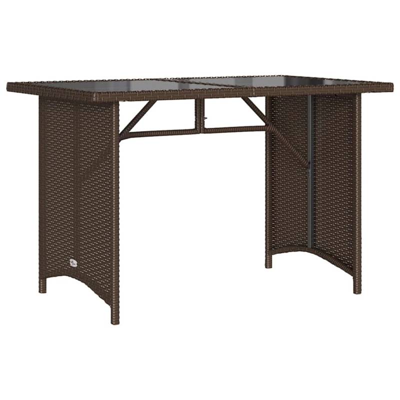 vidaXL Gartentisch mit Glasplatte Braun 110x68x70 cm Poly Rattan 366351 von VIDAXL
