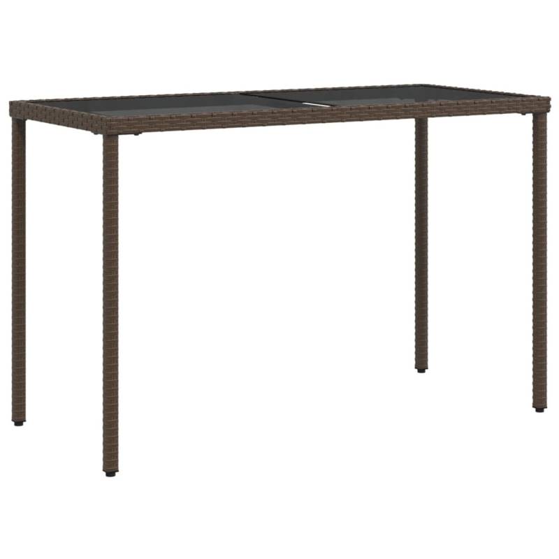 vidaXL Gartentisch mit Glasplatte Braun 115x54x74 cm Poly Rattan 365074 von VIDAXL