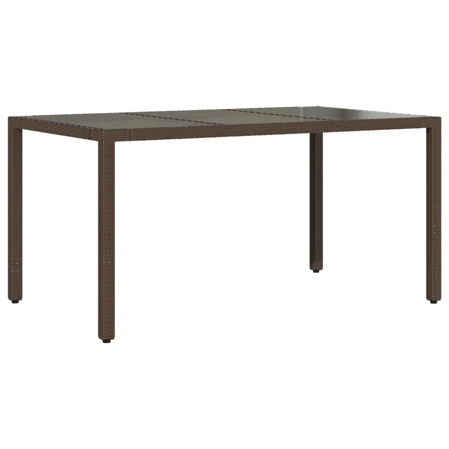 vidaXL Gartentisch mit Glasplatte Braun 150x90x75 cm Poly Rattan 365590 von VIDAXL