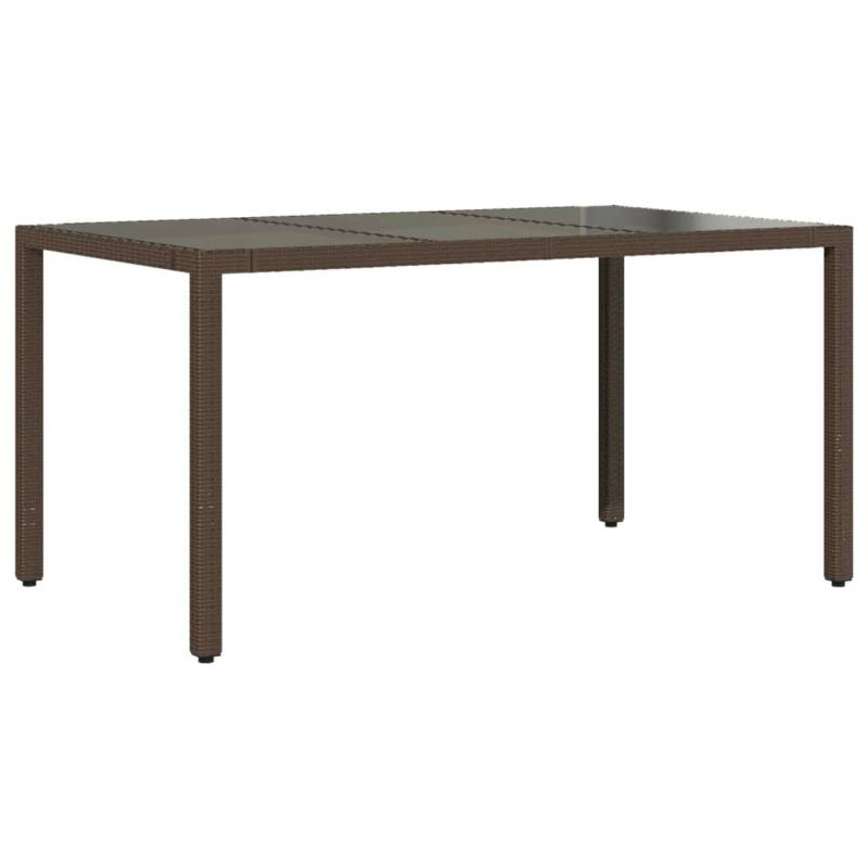 vidaXL Gartentisch mit Glasplatte Braun 150x90x75 cm Poly Rattan 365590 von VIDAXL
