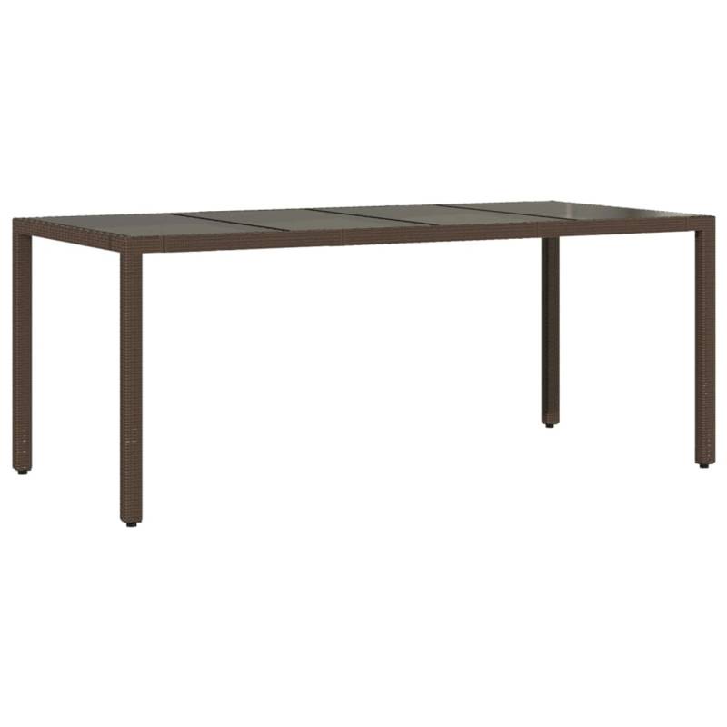 vidaXL Gartentisch mit Glasplatte Braun 190x90x75 cm Poly Rattan 365593 von VIDAXL