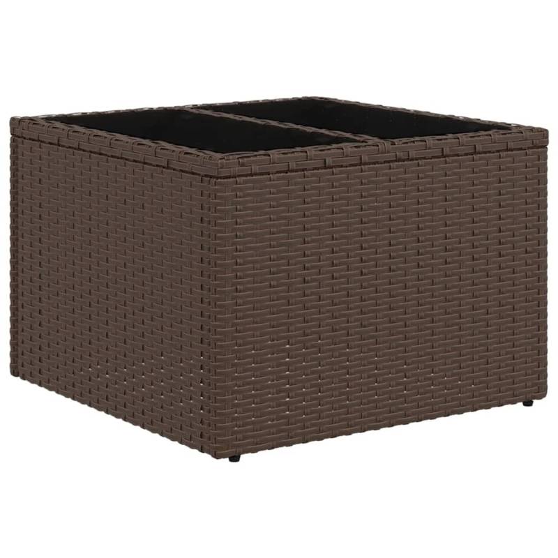 vidaXL Gartentisch mit Glasplatte Braun 55x55x37 cm Poly Rattan 366207 von VIDAXL