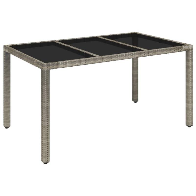 vidaXL Gartentisch mit Glasplatte Grau 150x90x75 cm Poly Rattan 319900 von VIDAXL