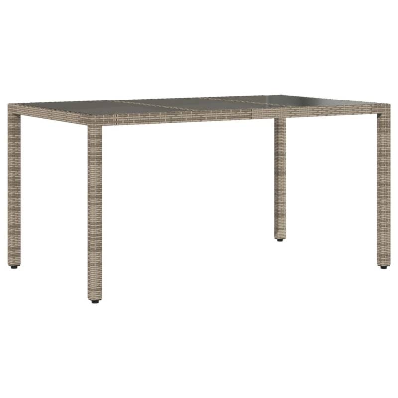 vidaXL Gartentisch mit Glasplatte Grau 150x90x75 cm Poly Rattan 365532 von VIDAXL