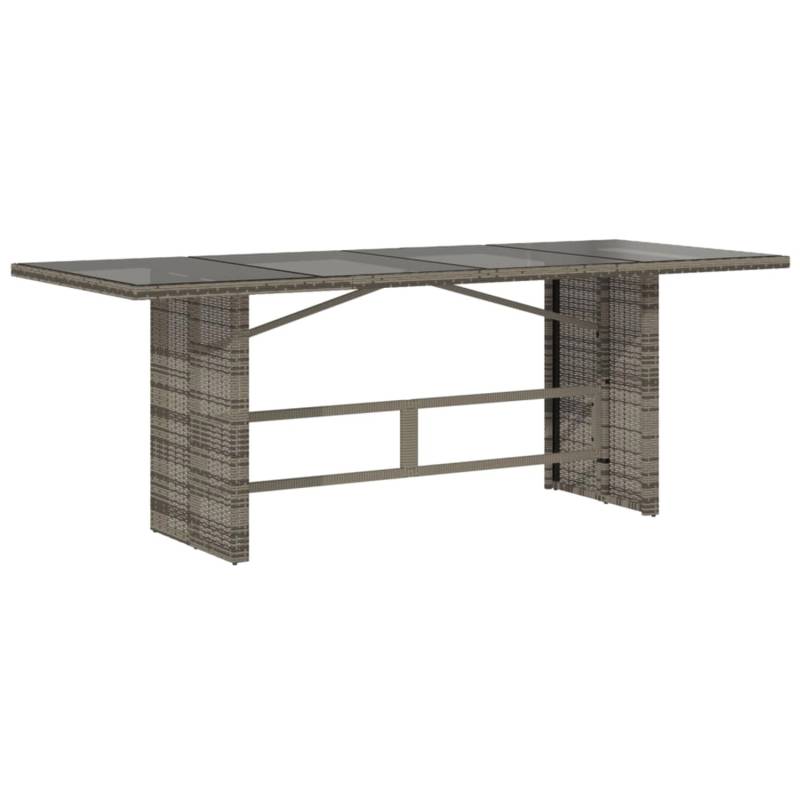 vidaXL Gartentisch mit Glasplatte Grau 190x80x75 cm Poly Rattan 365604 von VIDAXL