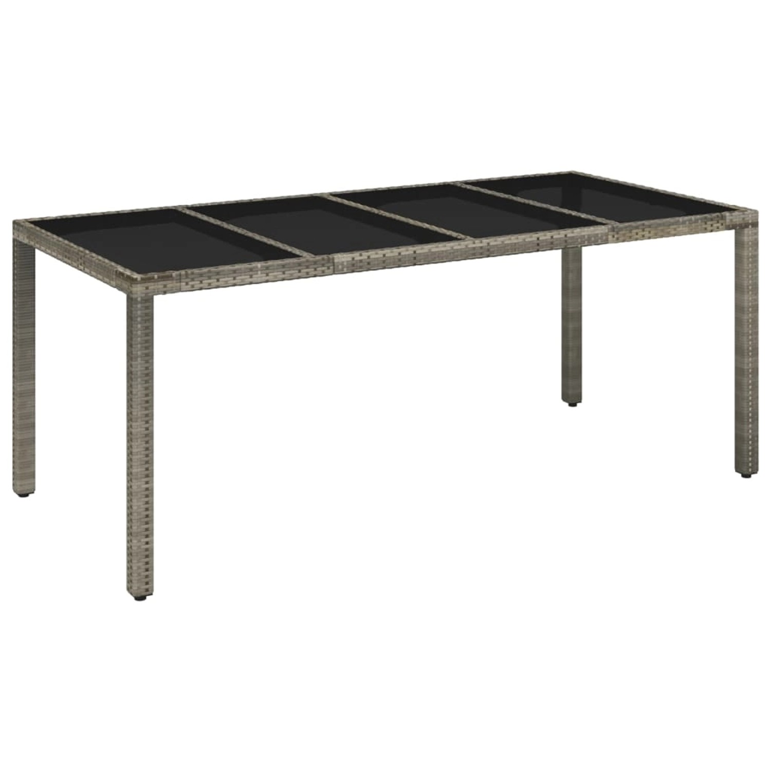 vidaXL Gartentisch mit Glasplatte Grau 190x90x75 cm Poly Rattan 319904 von VIDAXL