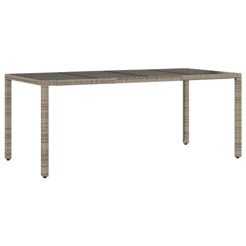 vidaXL Gartentisch mit Glasplatte Grau 190x90x75 cm Poly Rattan 365538 von VIDAXL