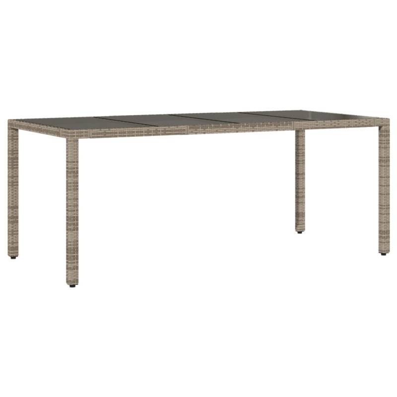 vidaXL Gartentisch mit Glasplatte Grau 190x90x75 cm Poly Rattan 365594 von VIDAXL