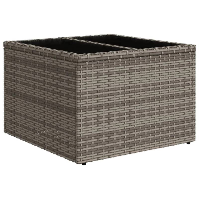 vidaXL Gartentisch mit Glasplatte Grau 55x55x37 cm Poly Rattan 366120 von VIDAXL