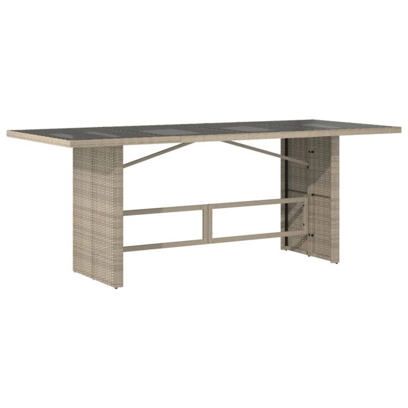 vidaXL Gartentisch mit Glasplatte Hellgrau 190x80x74 cm Poly Rattan 365308 von VIDAXL