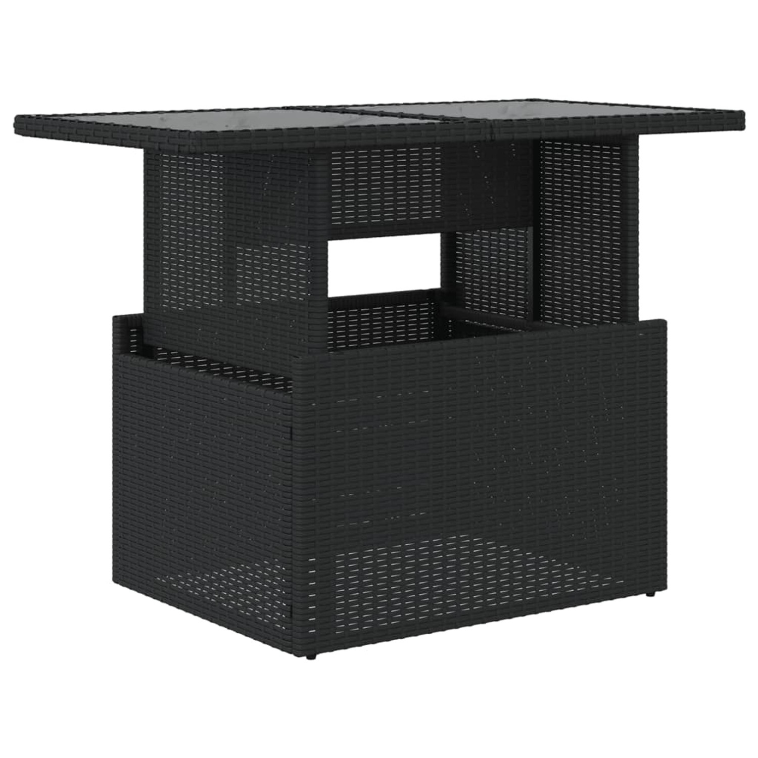 vidaXL Gartentisch mit Glasplatte Schwarz 100x55x73 cm Poly Rattan 365970 von VIDAXL