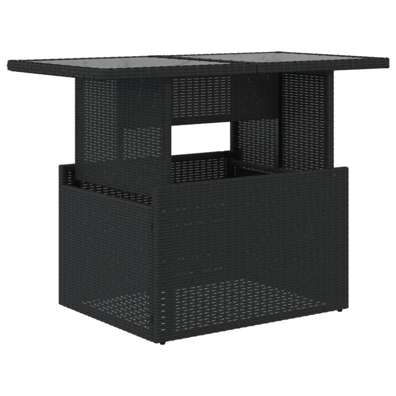 vidaXL Gartentisch mit Glasplatte Schwarz 100x55x73 cm Poly Rattan 365970 von VIDAXL