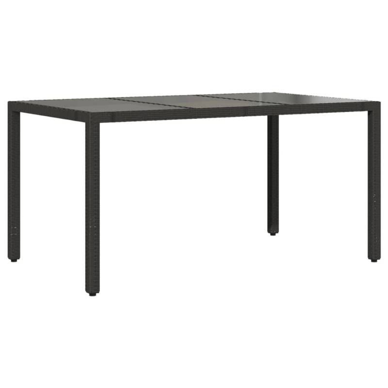vidaXL Gartentisch mit Glasplatte Schwarz 150x90x75 cm Poly Rattan 365589 von VIDAXL