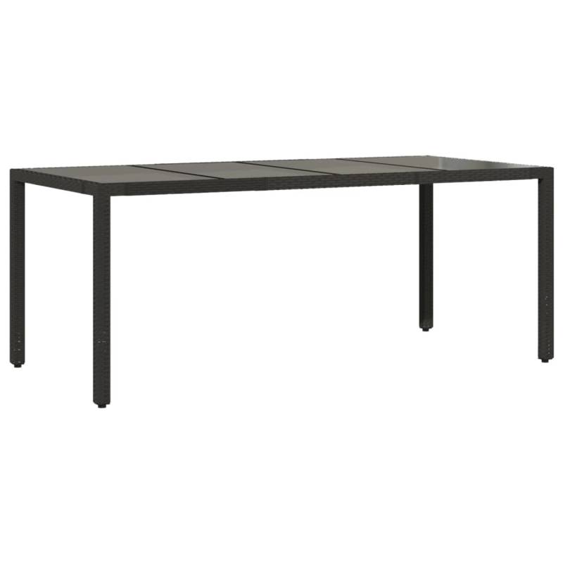 vidaXL Gartentisch mit Glasplatte Schwarz 190x90x75 cm Poly Rattan 365592 von VIDAXL