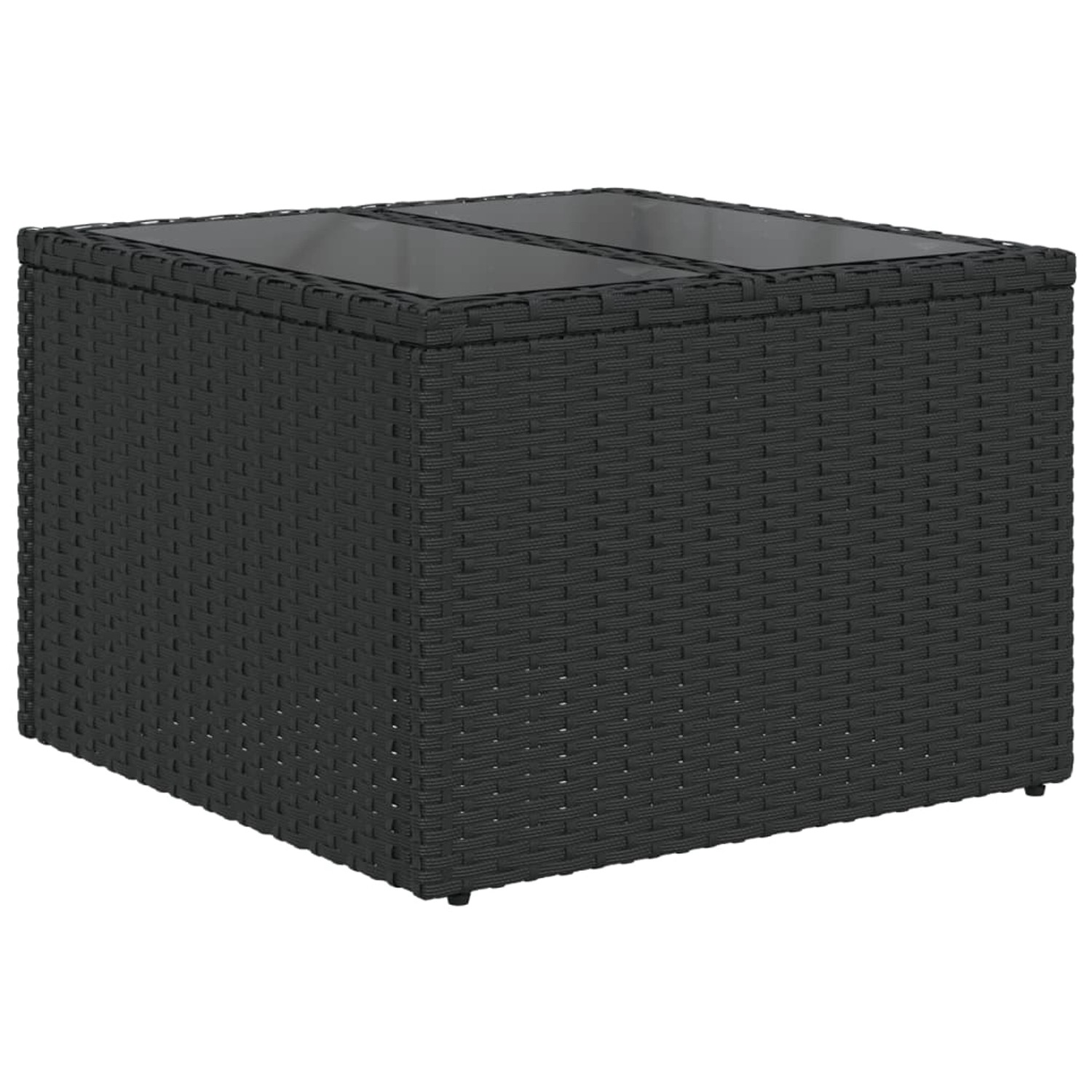 vidaXL Gartentisch mit Glasplatte Schwarz 55x55x37 cm Poly Rattan 365969 von VIDAXL