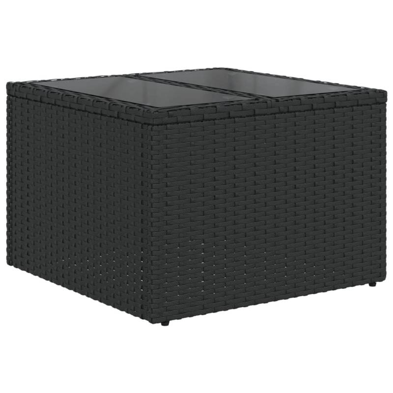 vidaXL Gartentisch mit Glasplatte Schwarz 55x55x37 cm Poly Rattan 365969 von VIDAXL