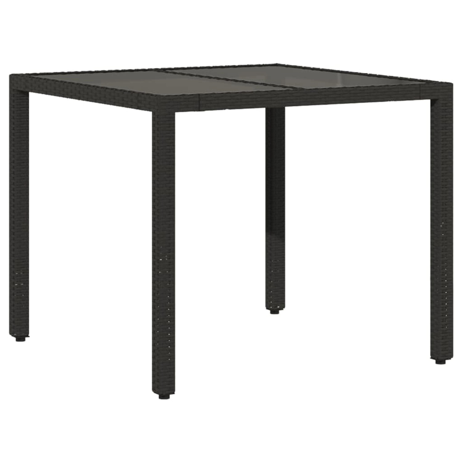 vidaXL Gartentisch mit Glasplatte Schwarz 90x90x75 cm Poly Rattan 365525 von VIDAXL