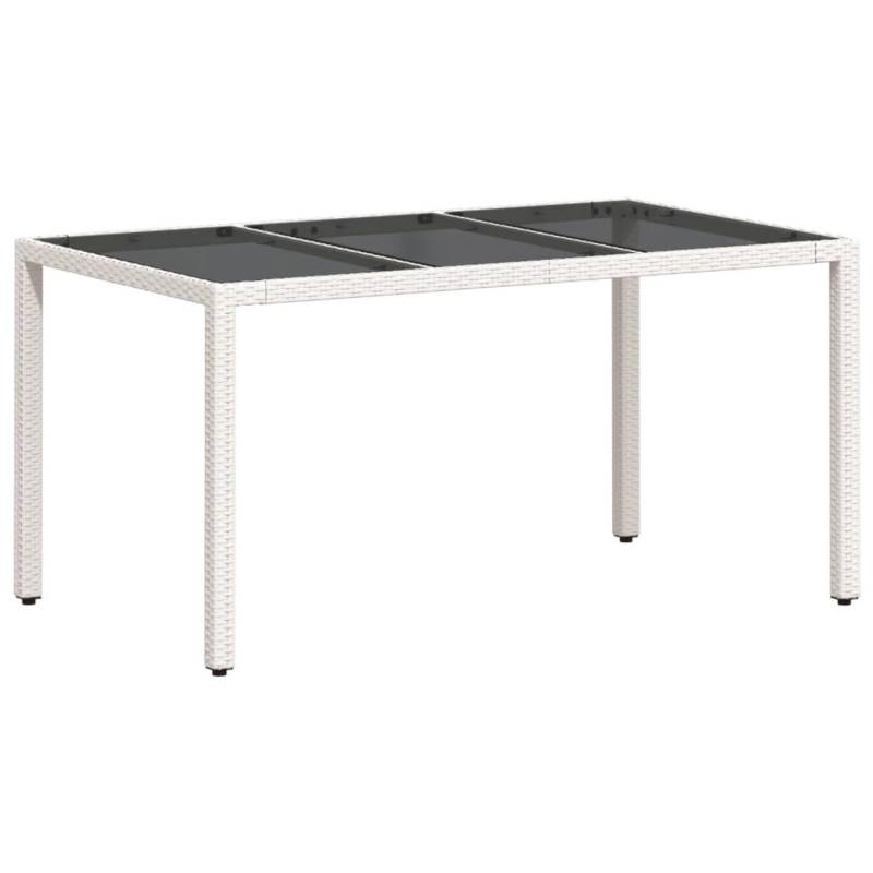 vidaXL Gartentisch mit Glasplatte Weiß 150x90x75 cm Poly Rattan 368126 von VIDAXL