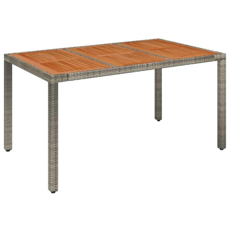 vidaXL Gartentisch mit Holzplatte Grau 150x90x75 cm Poly Rattan 319902 von VIDAXL