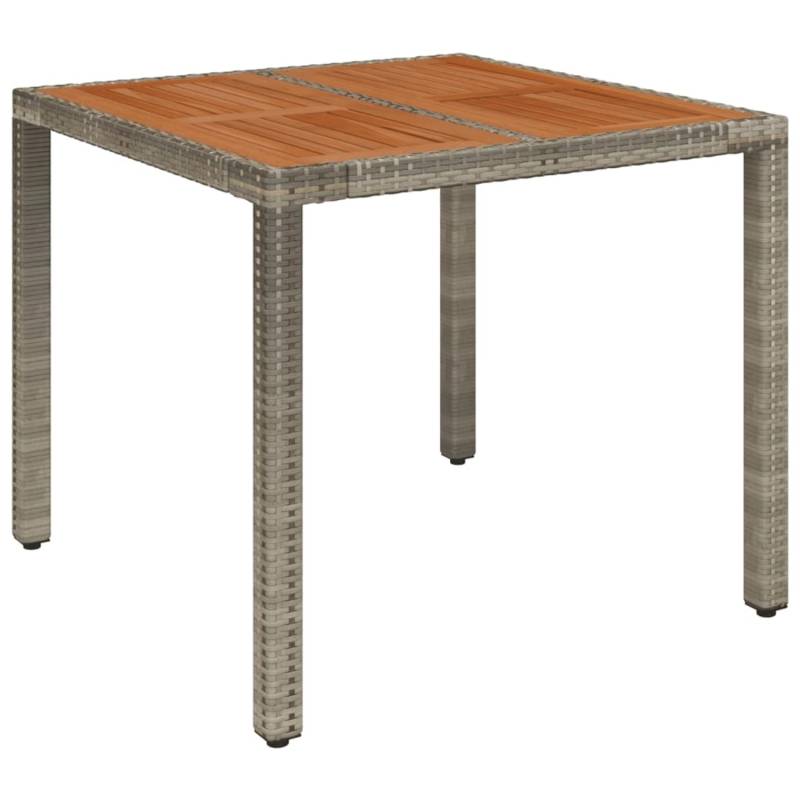 vidaXL Gartentisch mit Holzplatte Grau 90x90x75 cm Poly Rattan 319898 von VIDAXL