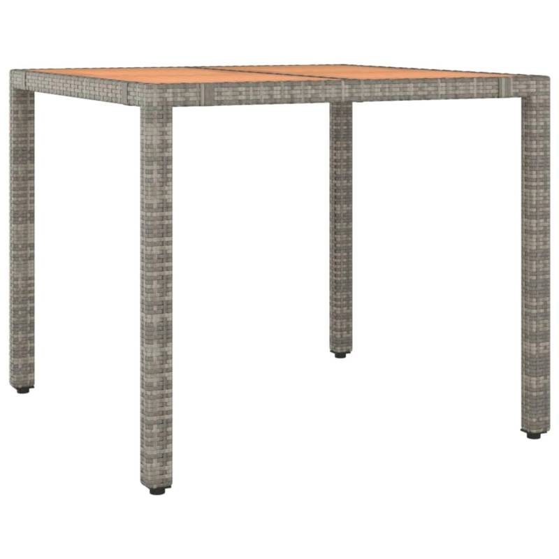 vidaXL Gartentisch mit Holzplatte Grau Poly Rattan & Massivholz Akazie 319549 von VIDAXL