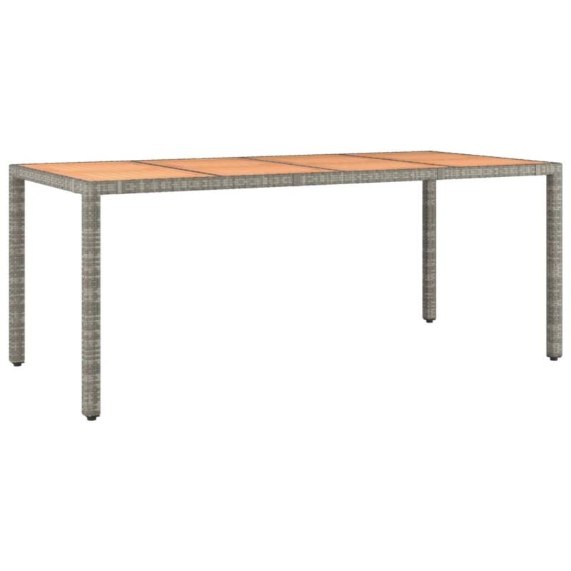 vidaXL Gartentisch mit Holzplatte Grau Poly Rattan & Massivholz Akazie 319555 von VIDAXL