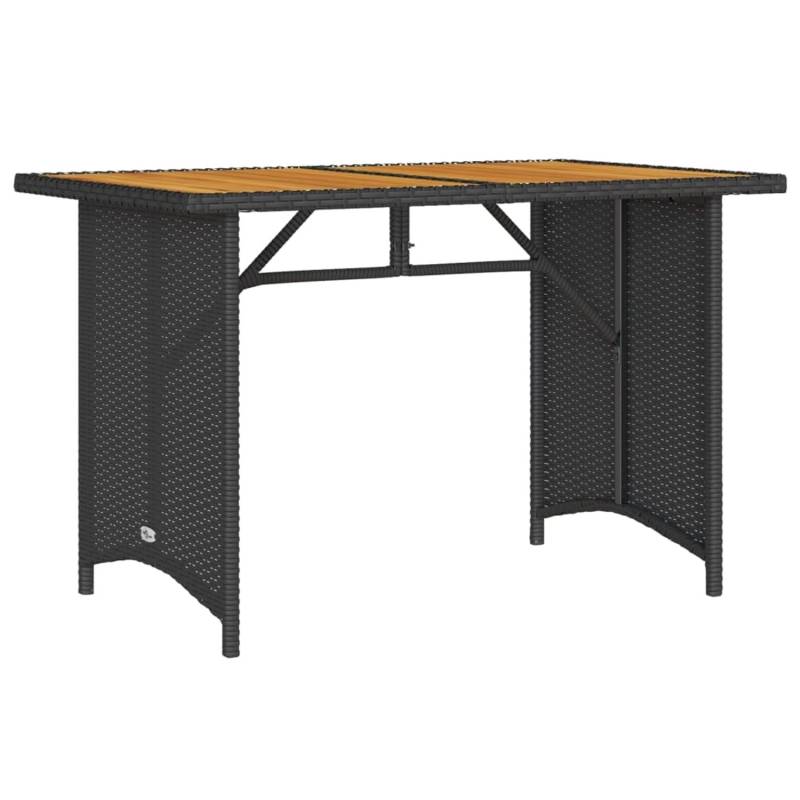 vidaXL Gartentisch mit Holzplatte Schwarz 110x68x70 cm Poly Rattan 366355 von VIDAXL